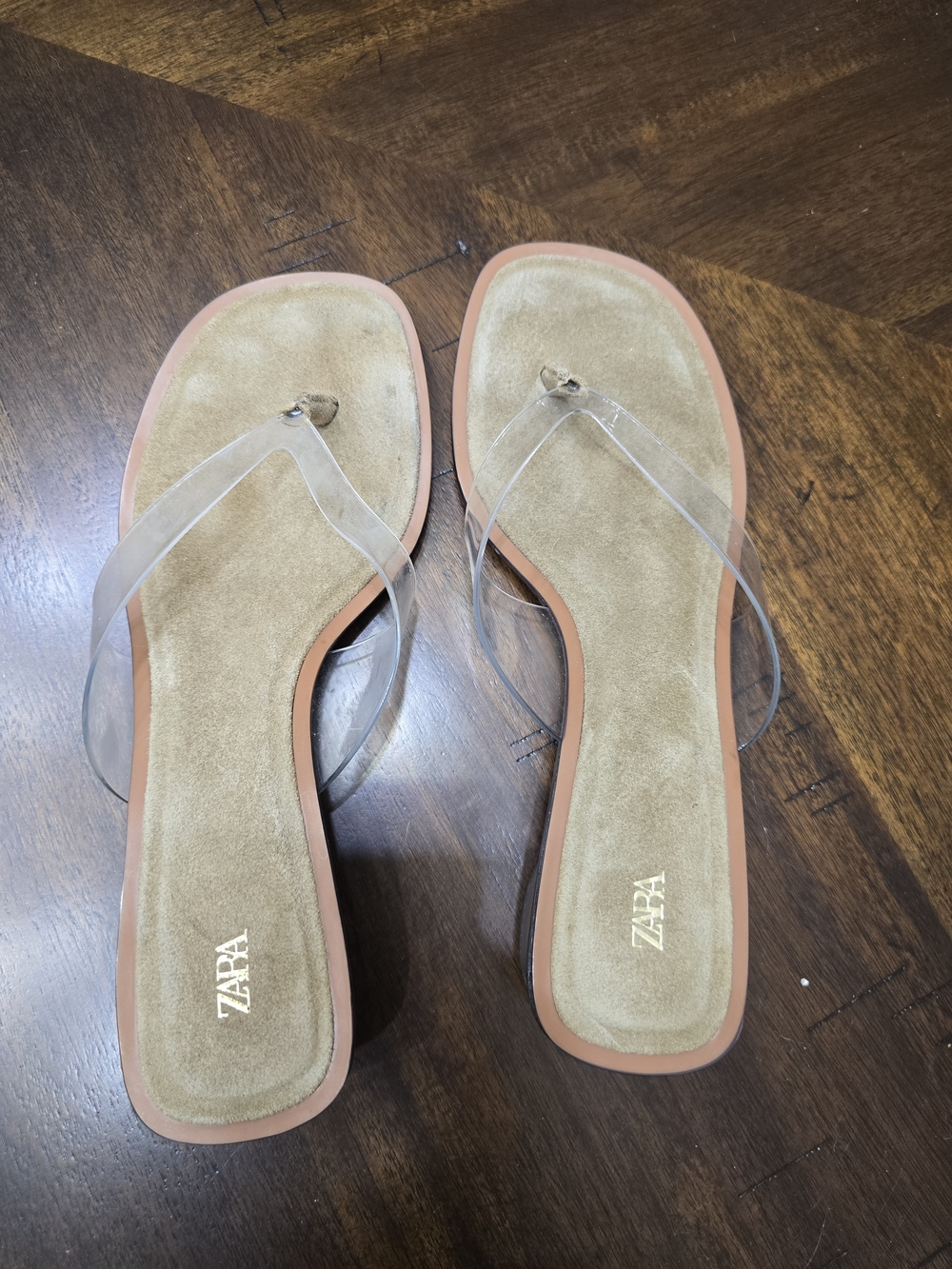 Zara Clear Strap Tan Block Heel Sandals - Picture 6 of 10